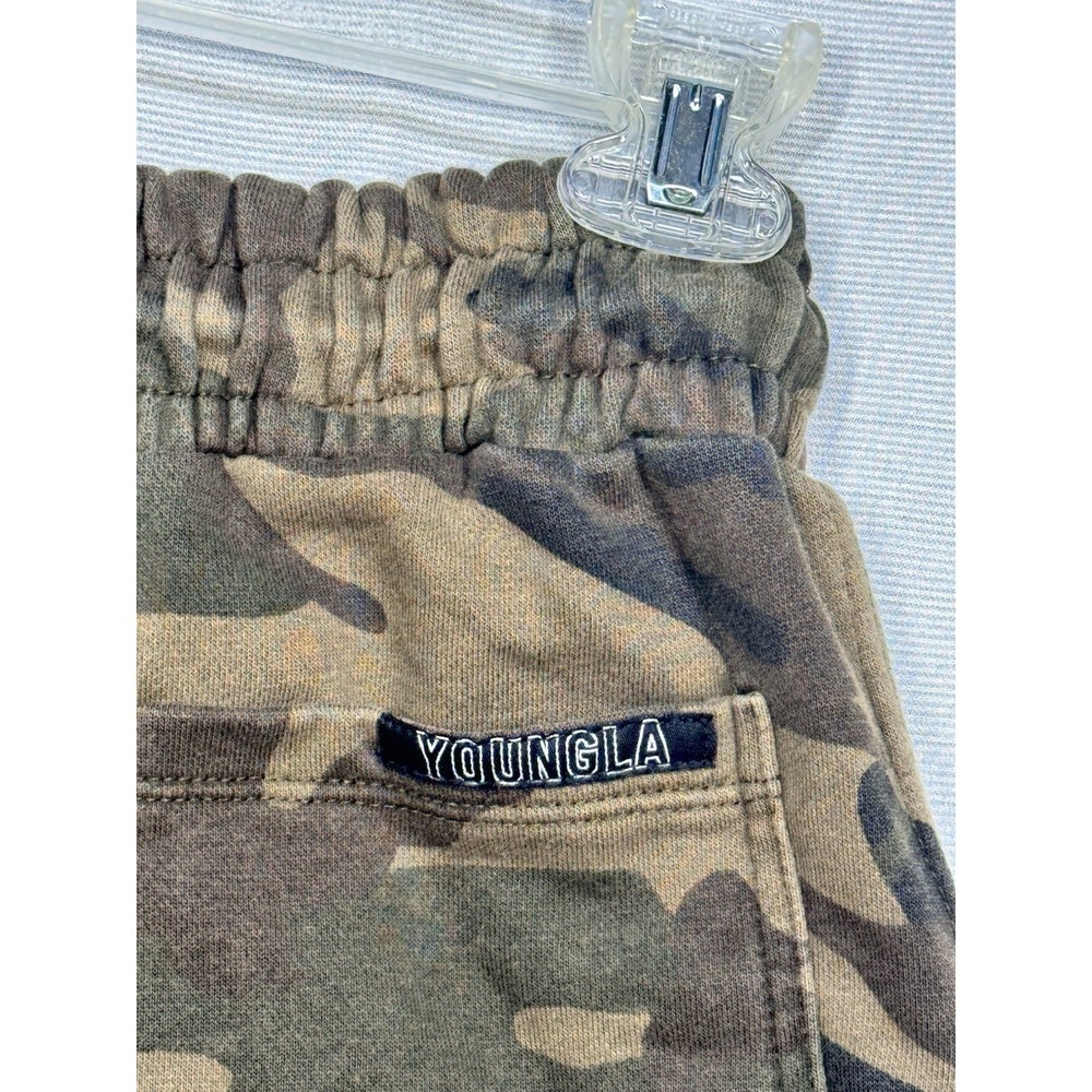 YoungLA Mens Lounge Short Sz M Green Camo Running Gym Workout 4" Ins - Picture 14 of 16